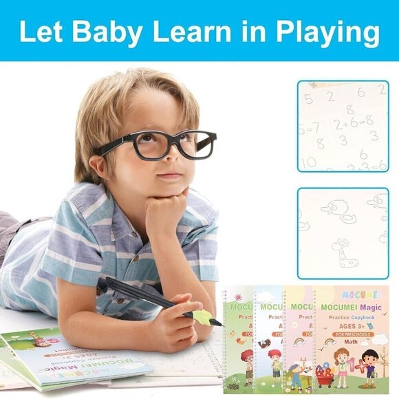 Magic Reusable Copybook for Kids-Practice Copybook for Age 3-5 (4 books) - Picture 4 of 7